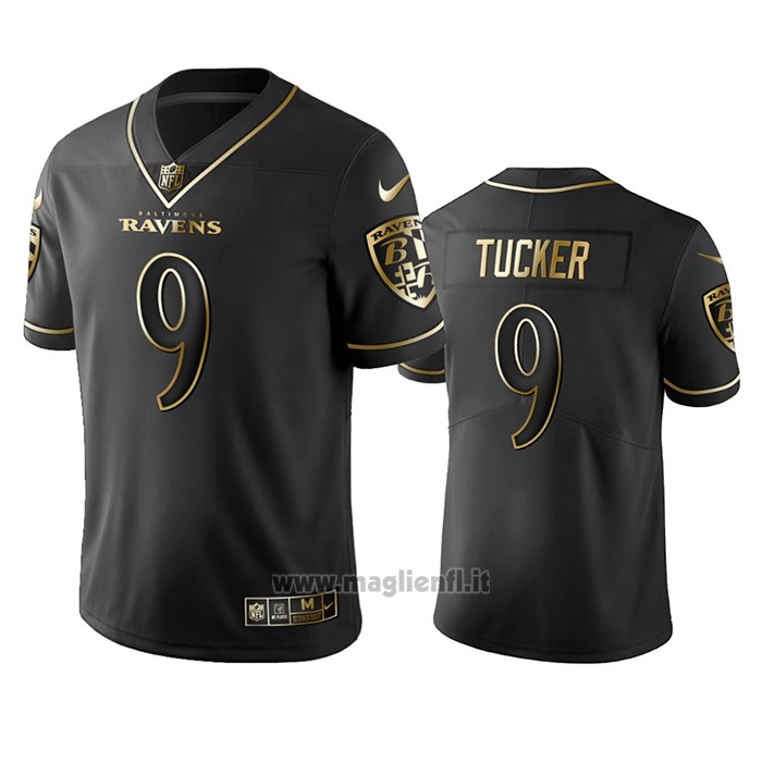 Maglia NFL Limited Baltimore Ravens Justin Tucker Golden Edition Nero